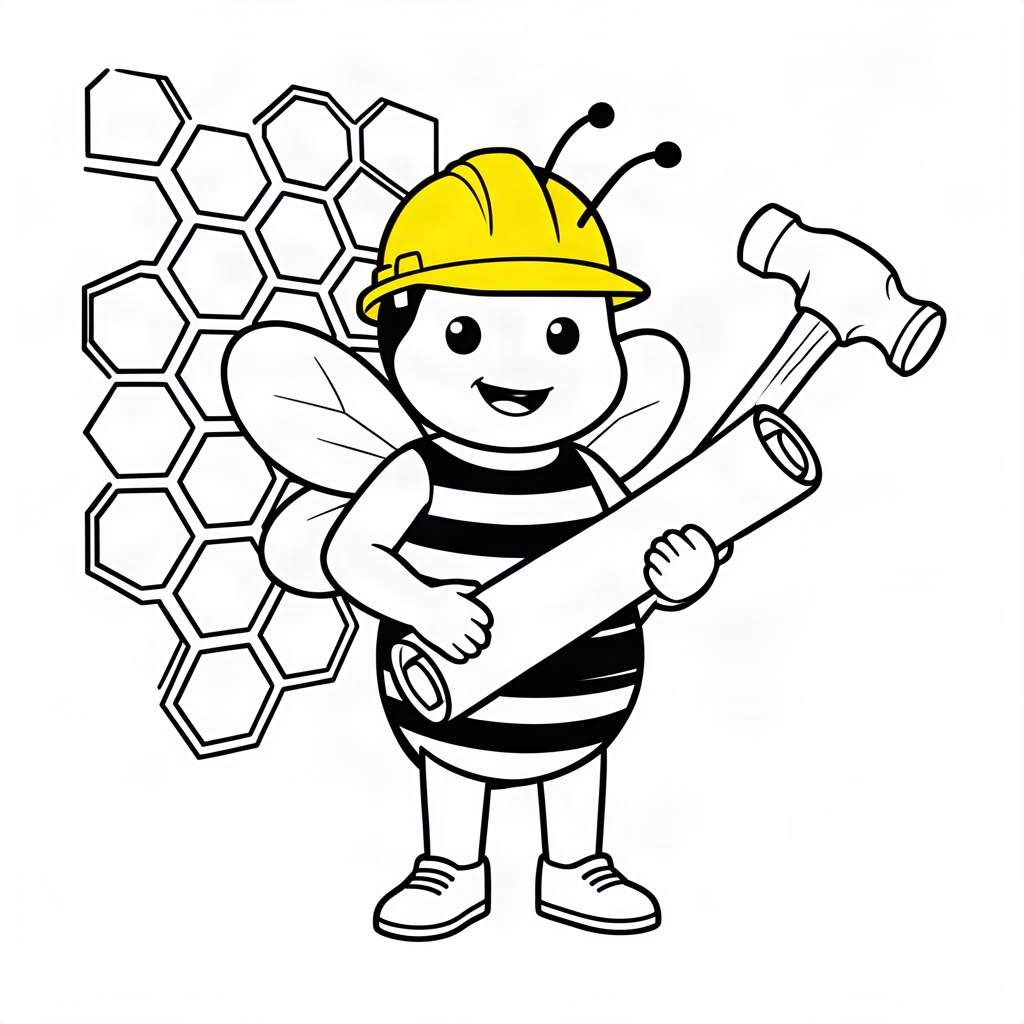 Albinuță constructor analizând schițe
