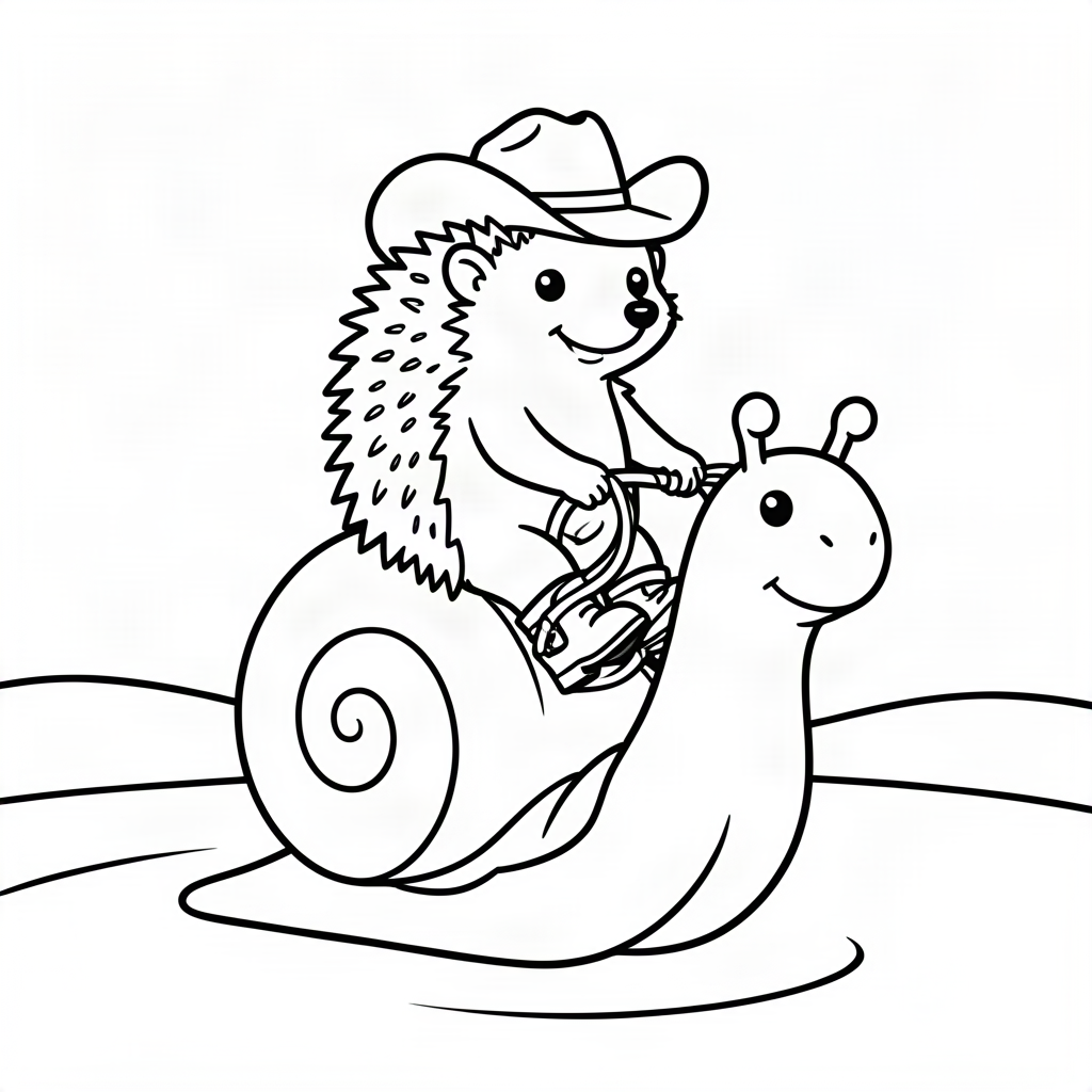 Arici cowboy călare pe un melc