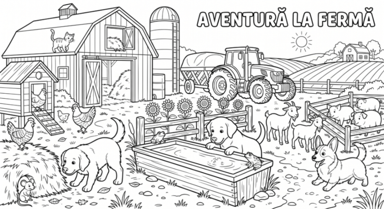 Aventură la fermă cu căței