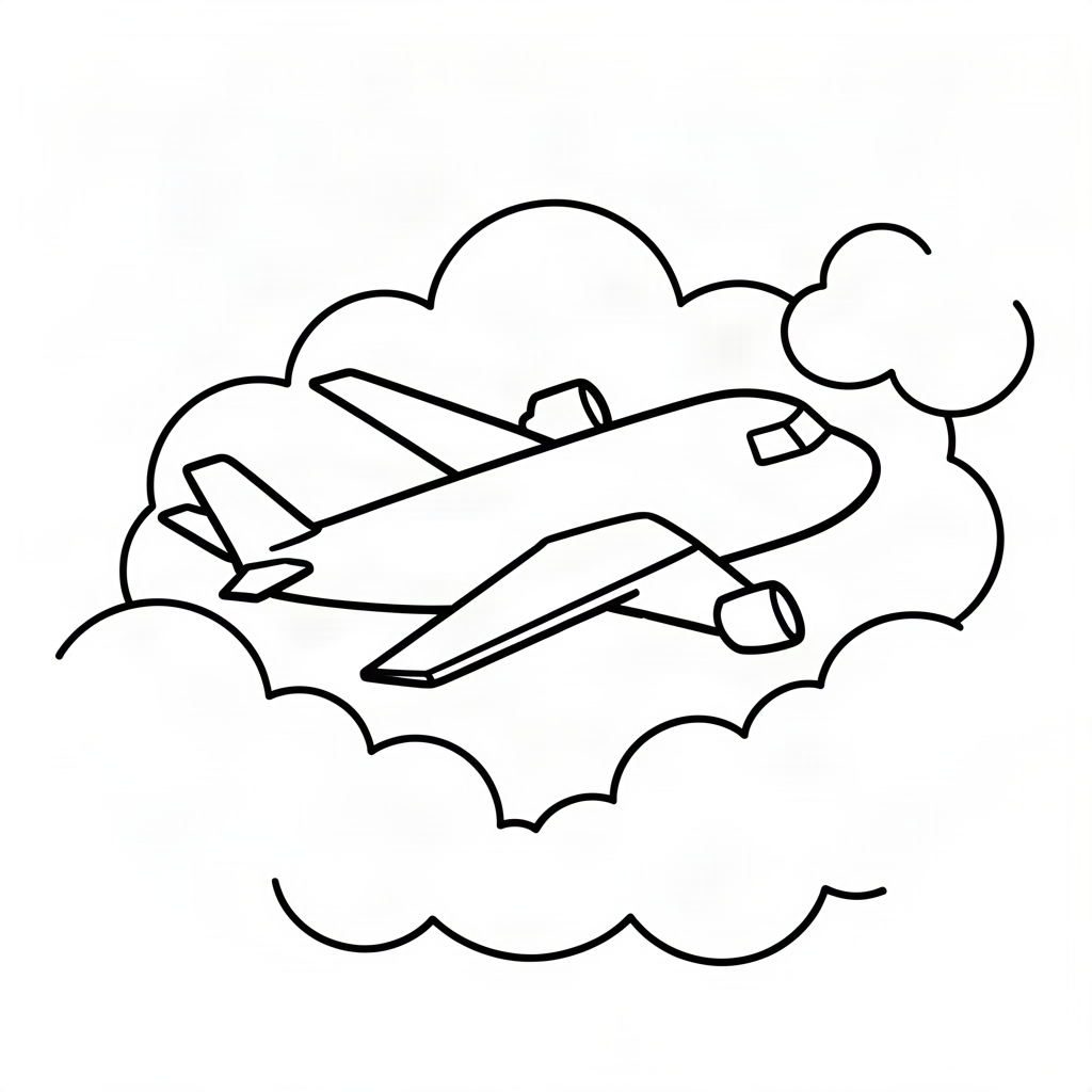 Avion zburând printre nori