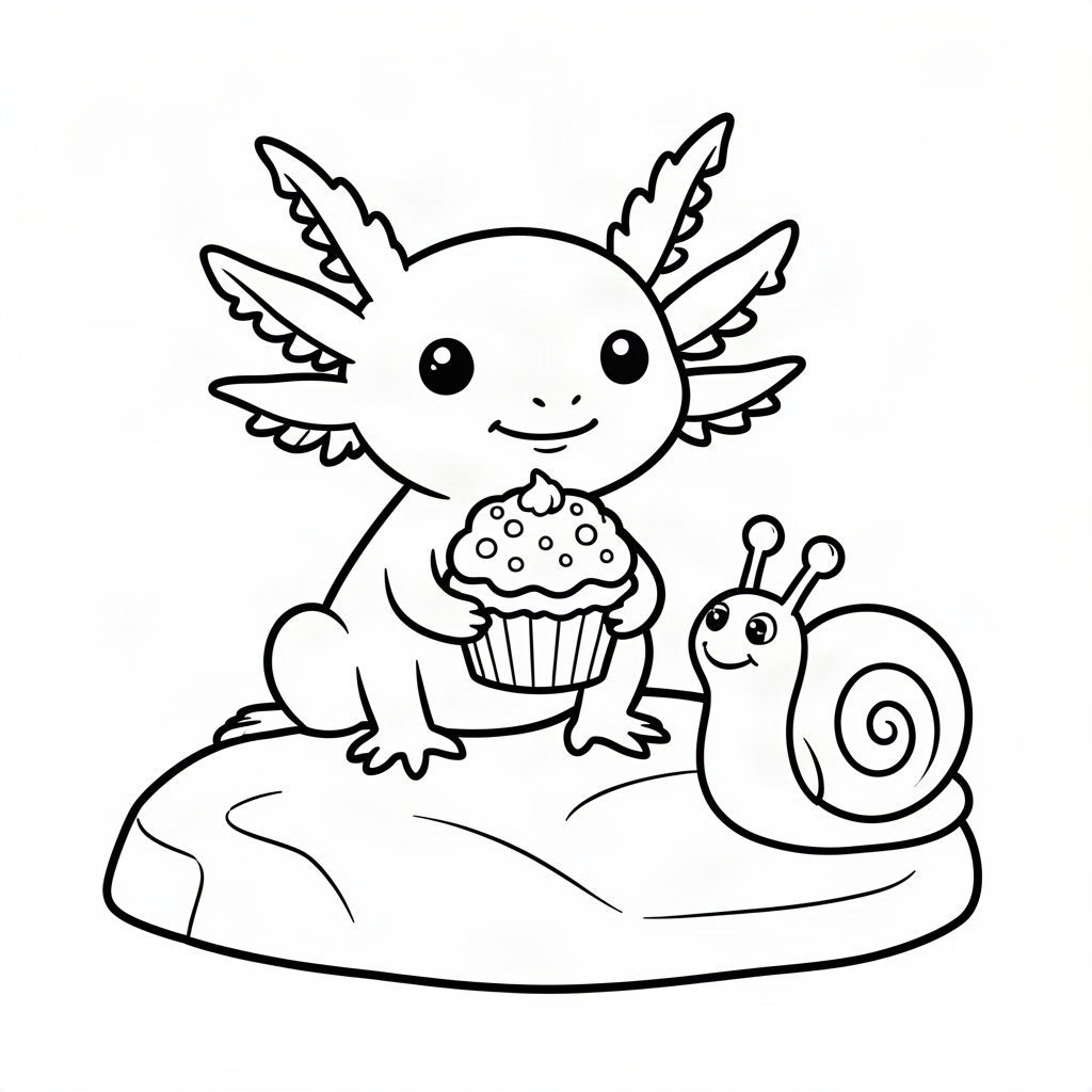 Axolotl savurând o brioșă