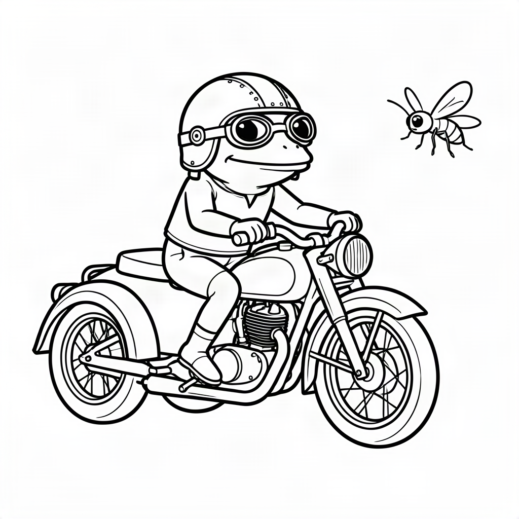 Broască pe o motocicletă retro