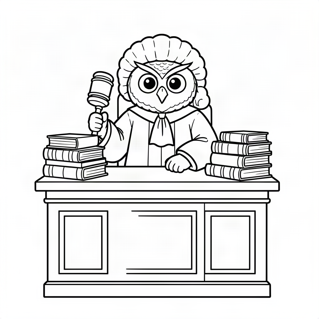 Bufniță judecător cu ciocan de lemn