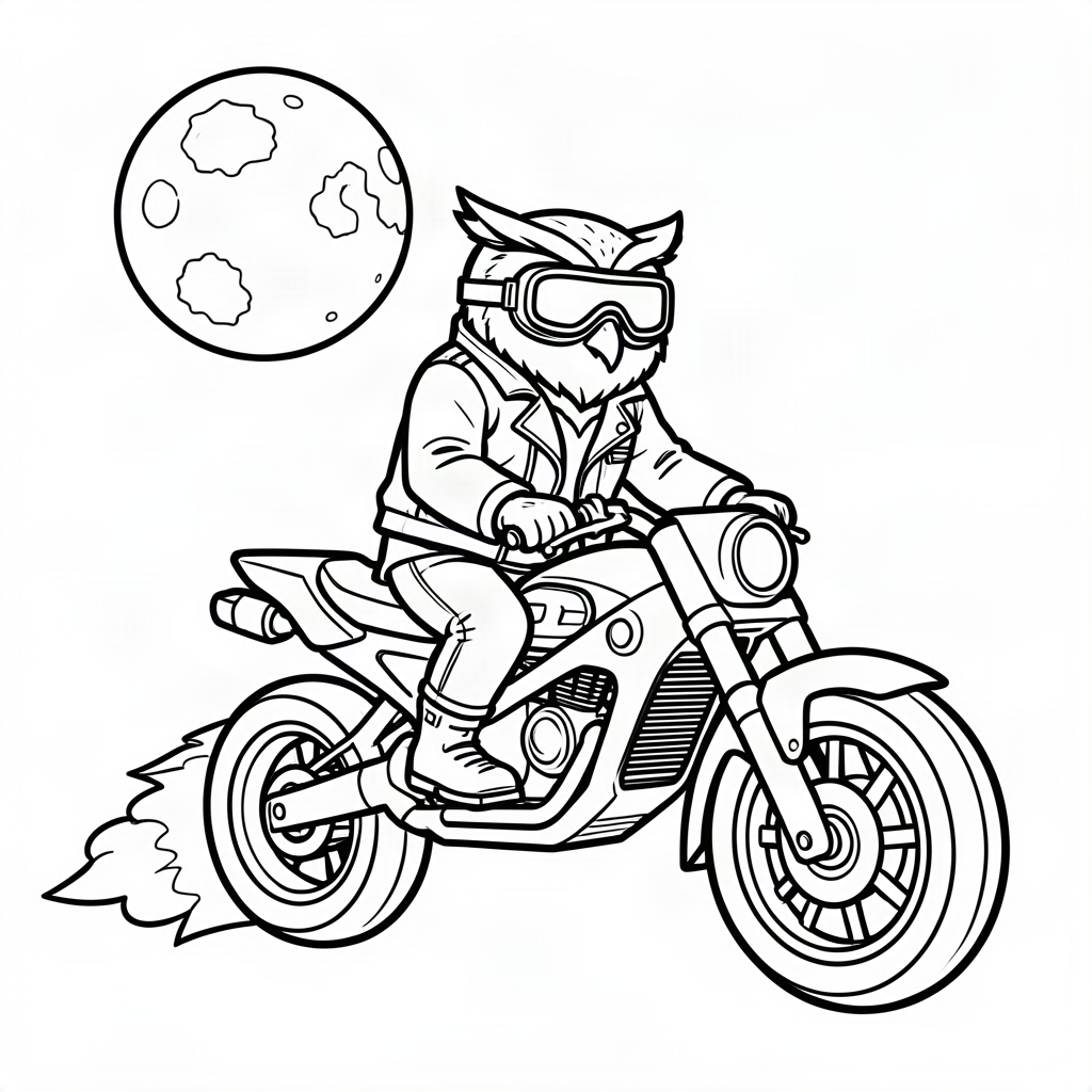 Bufniță motociclist pe o rachetă