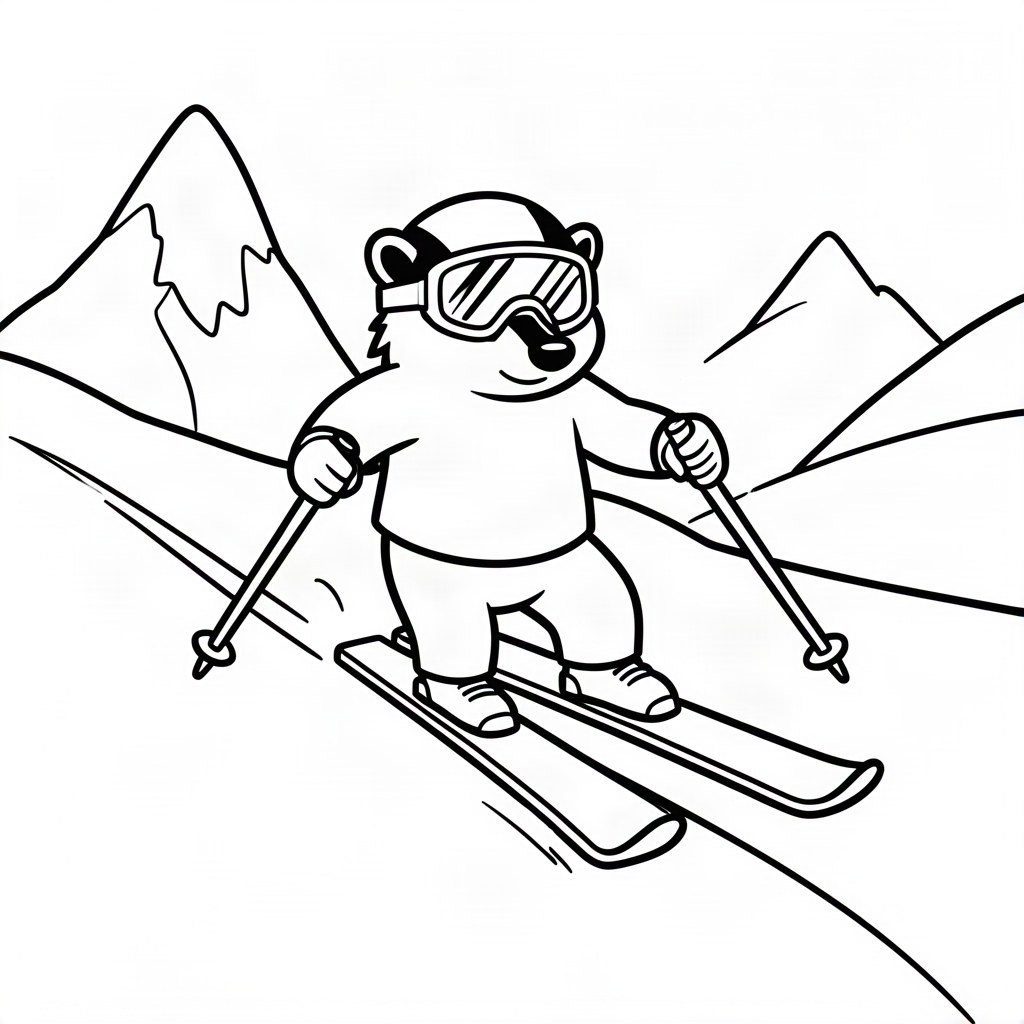 Bursuc la ski pe pârtia alpină