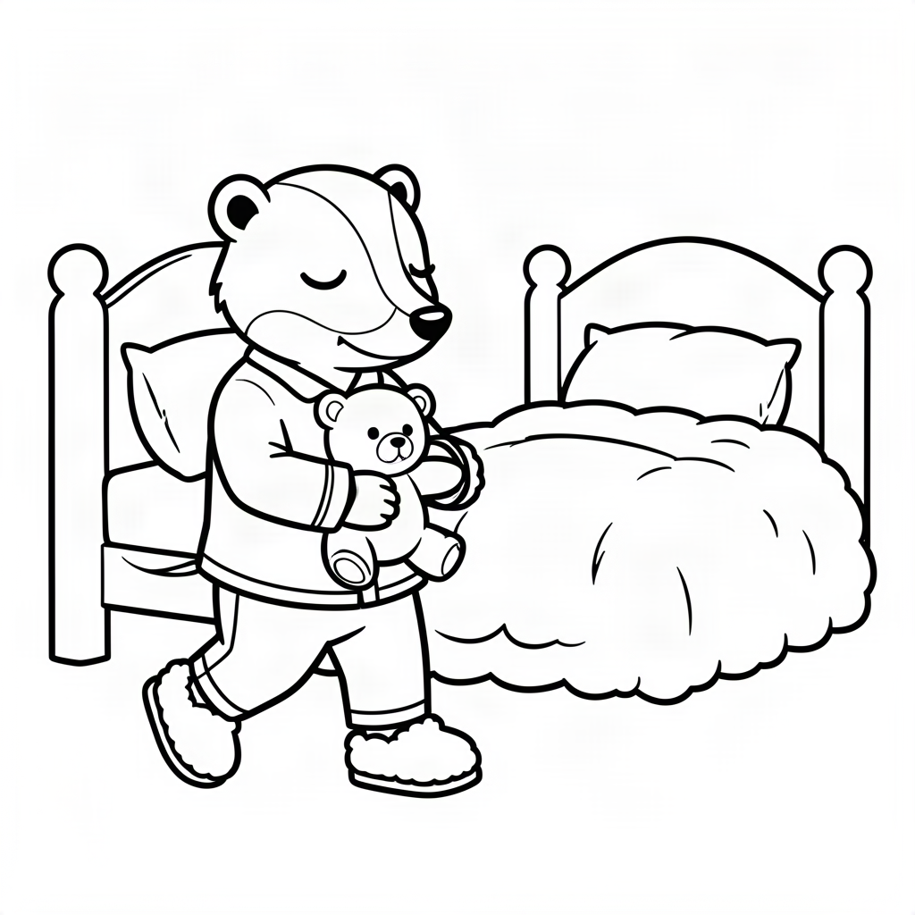 Bursuc somnoros în pijamale