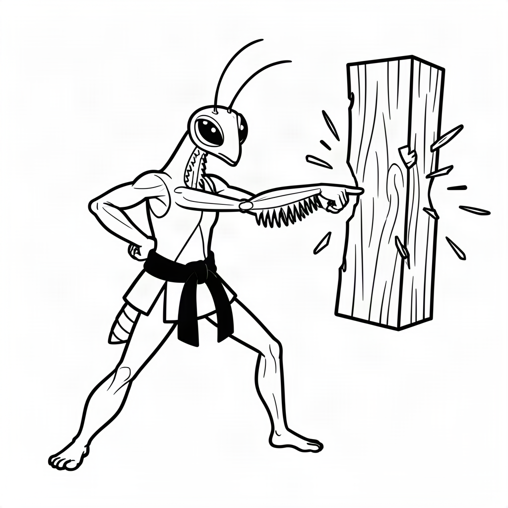 Călugăriță karateka spărgând o scândură