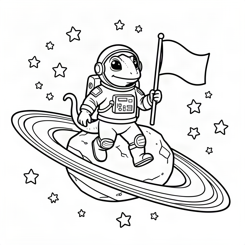 Cameleon astronaut pe inelele lui Saturn