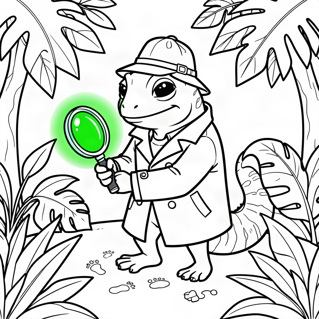 Cameleon detectiv cu lupă de smarald