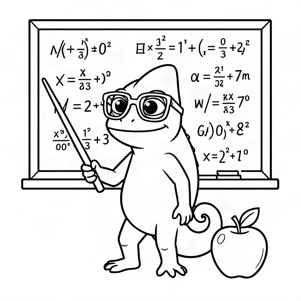 Cameleon profesor predând la o tablă