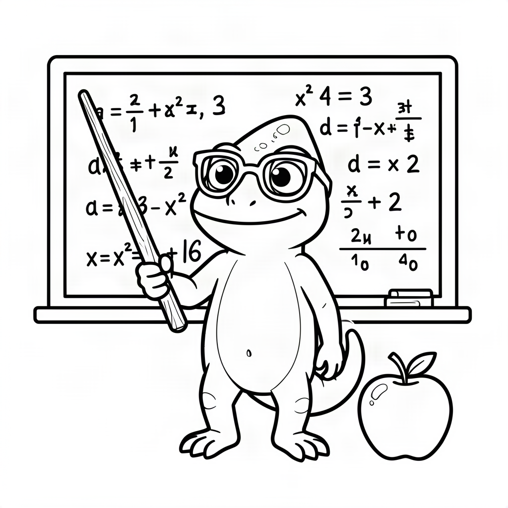 Cameleon profesor predând la o tablă