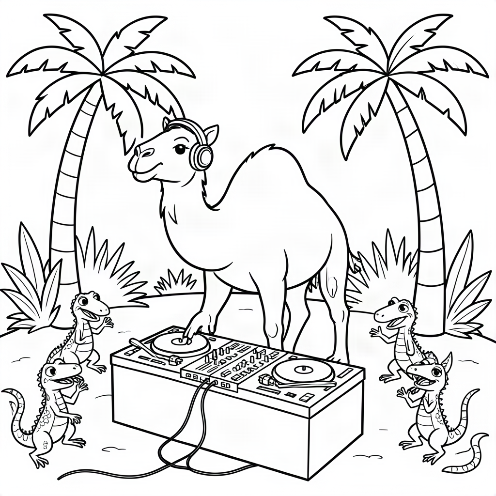 Cămilă DJ la o petrecere în oază