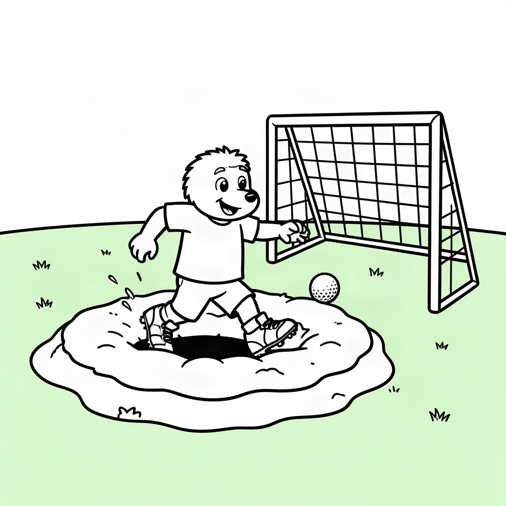 Cârtiță fotbalist lovind o minge de golf