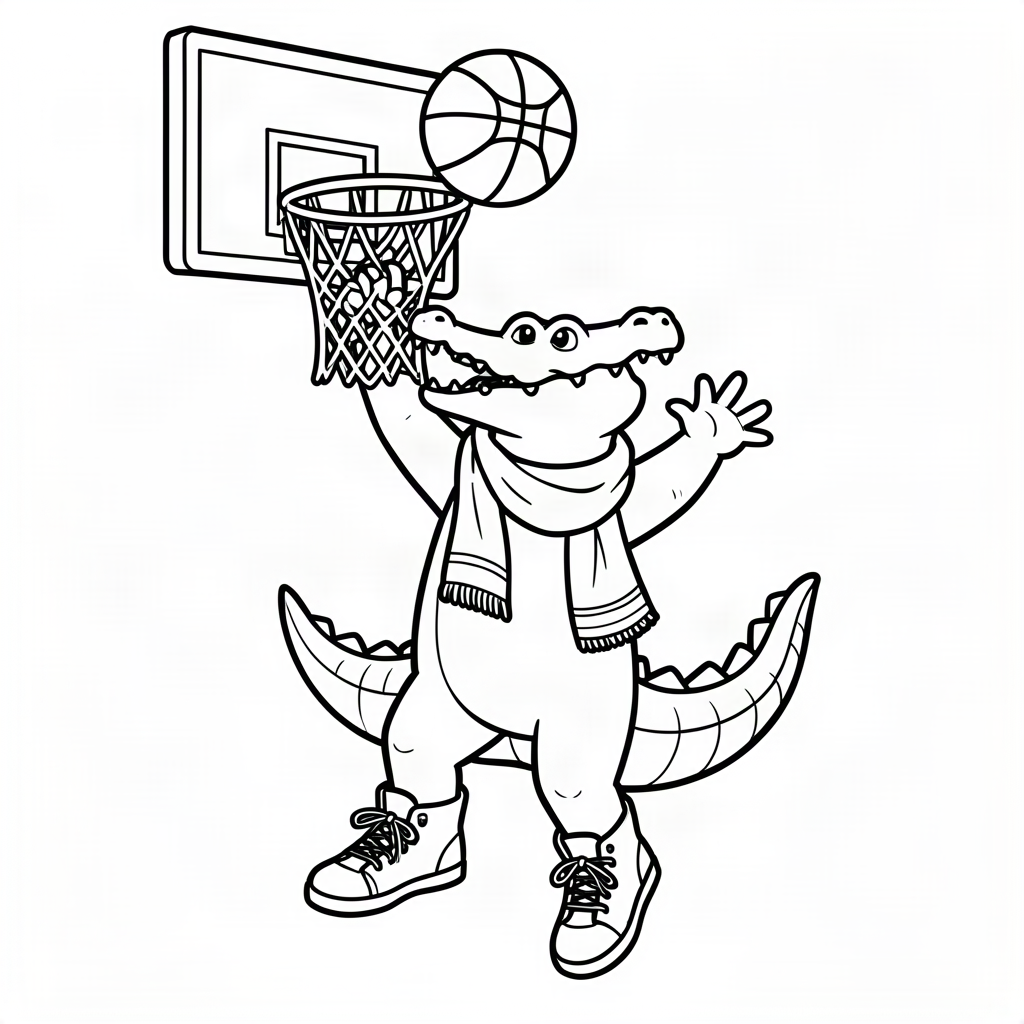 Crocodil jucând baschet