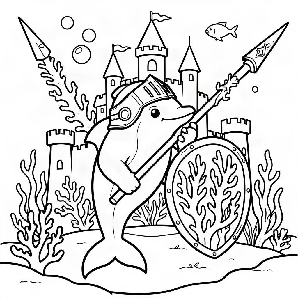 Delfin cavaler cu o suliță din coral