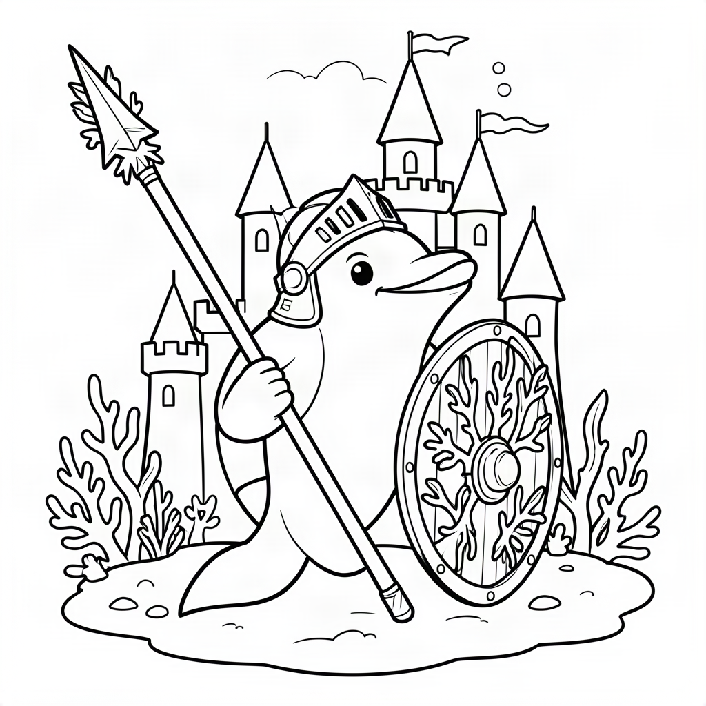 Delfin cavaler cu o suliță din coral