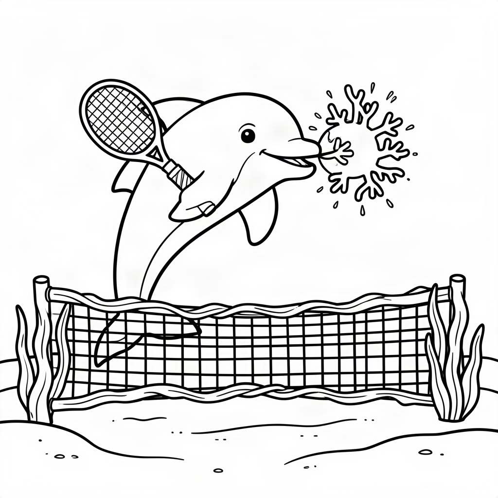 Delfin jucând tenis pe fundul mării