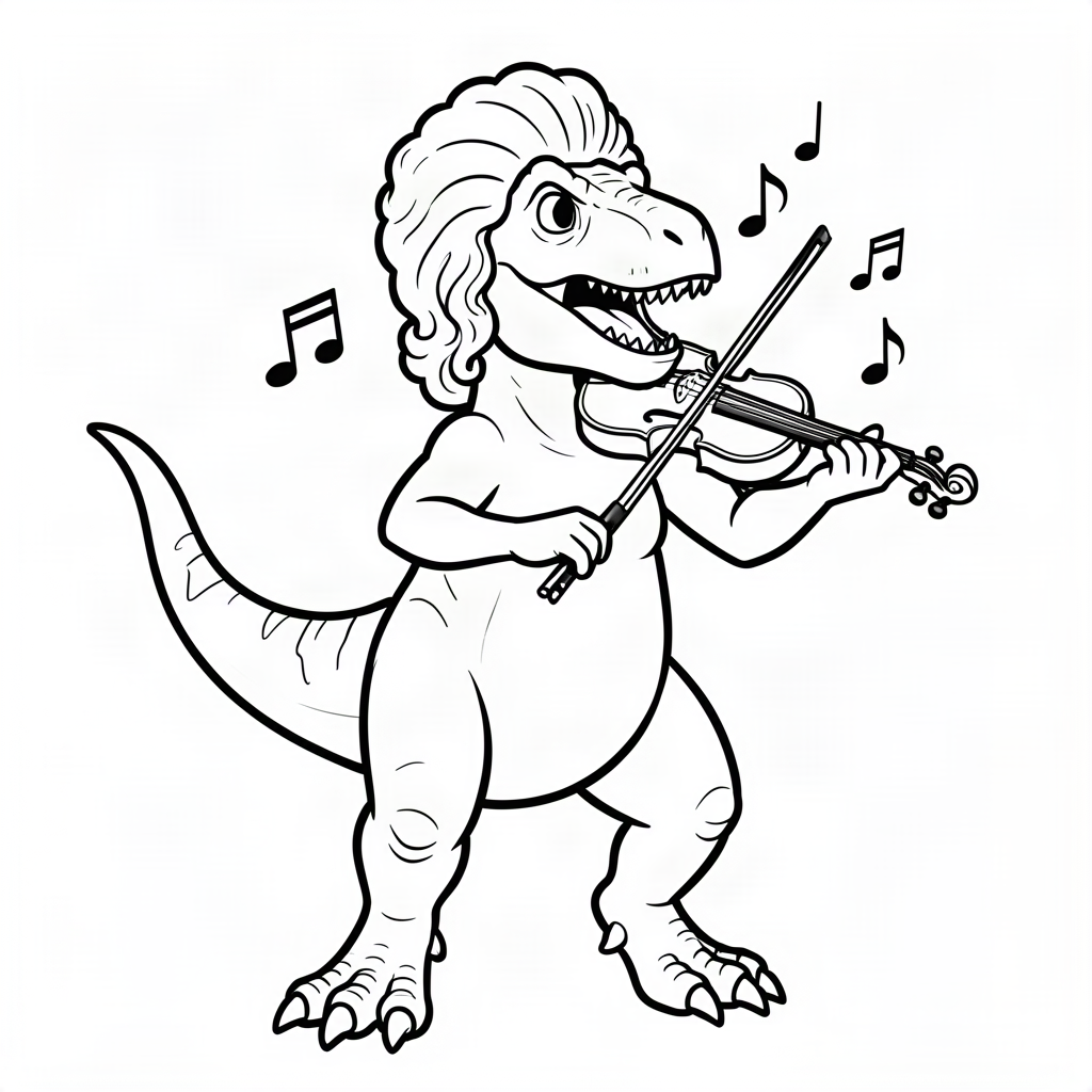 Dinozaur T-Rex cântând la vioară