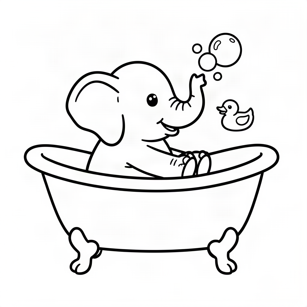 Elefant făcând baloane în cadă