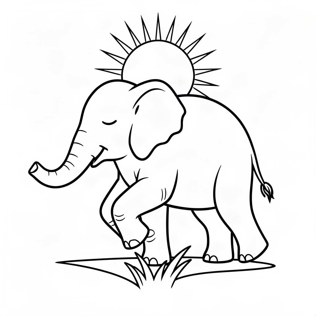 Elefant făcând yoga pe un fir de iarbă