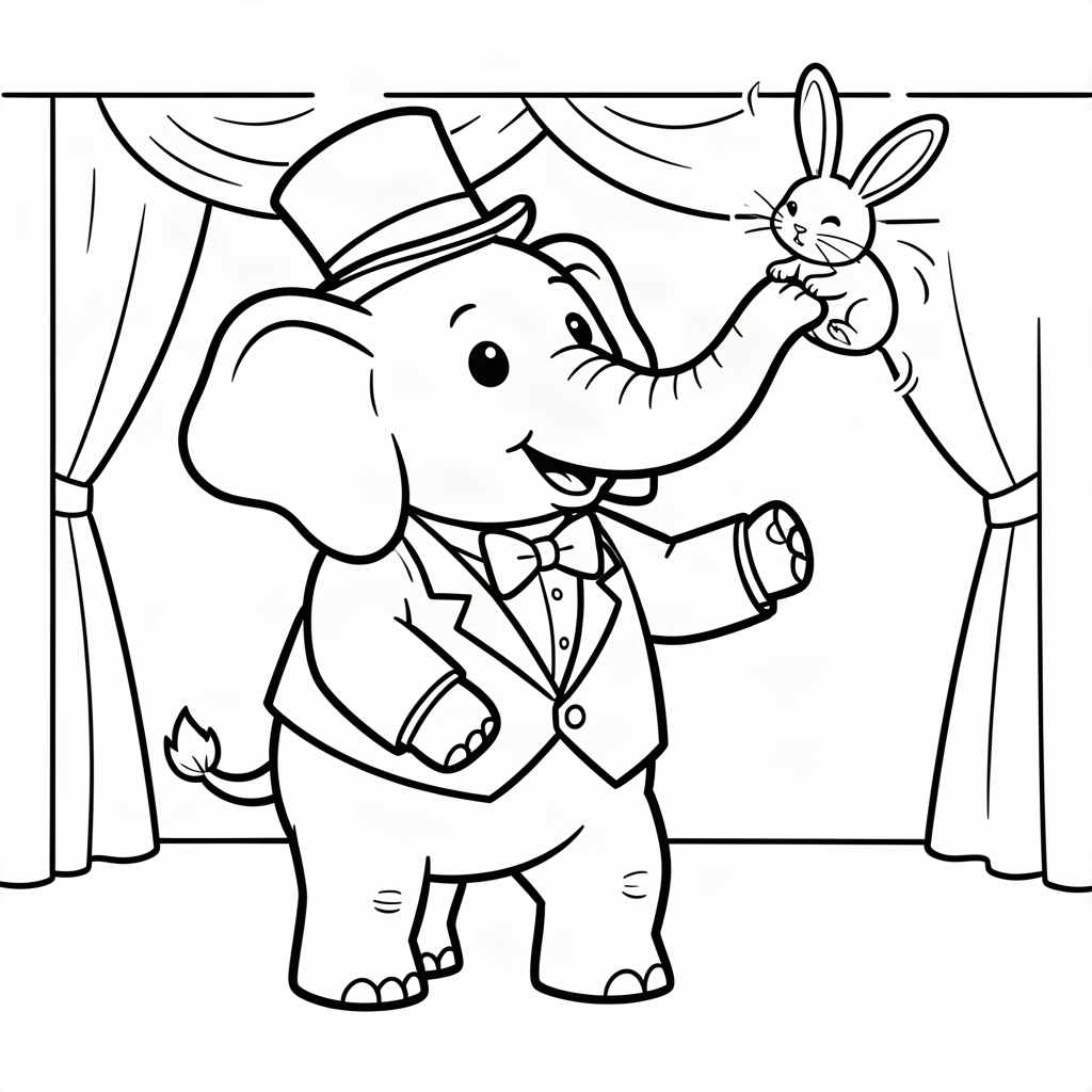 Elefant magician și iepurele din trompă