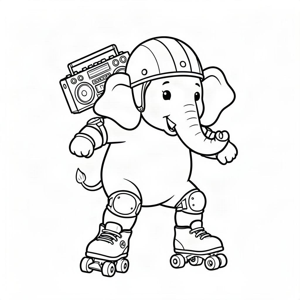 Elefant patinator pe role