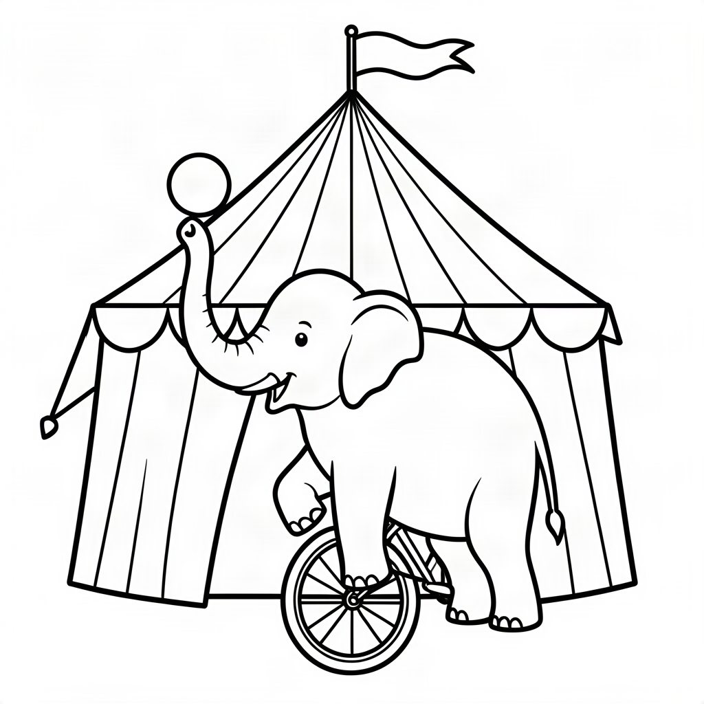 Elefant pe monociclu la circ