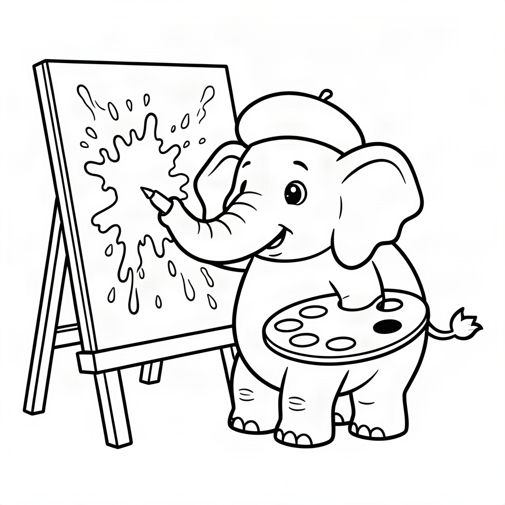 Elefant pictând o capodoperă