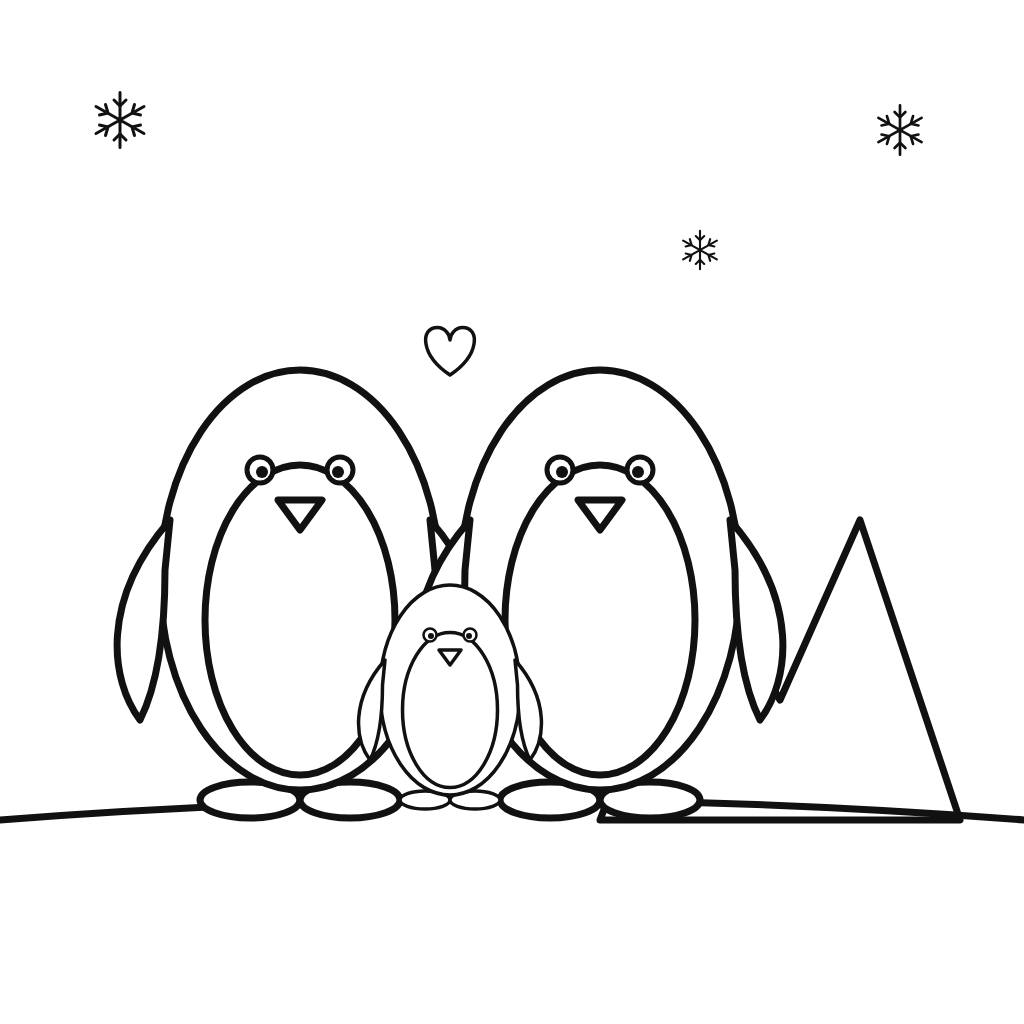 Familie de pinguini în Antarctica