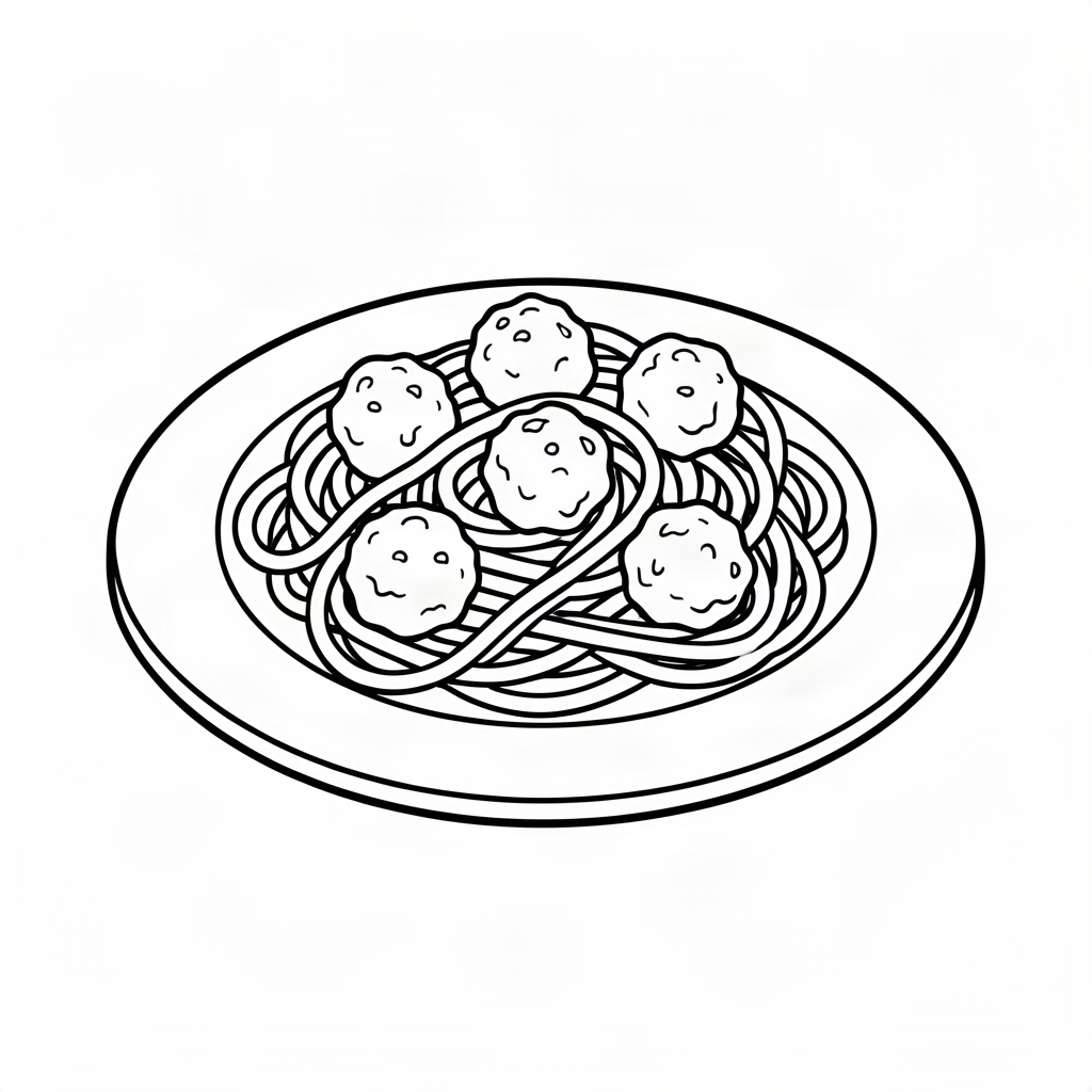 Farfurie cu spaghete și chiftele