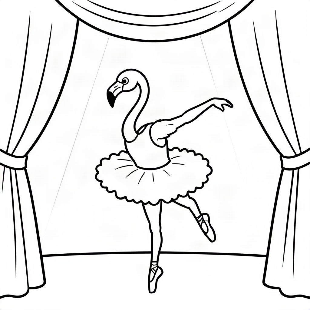 Flamingo balerină pe scenă de teatru