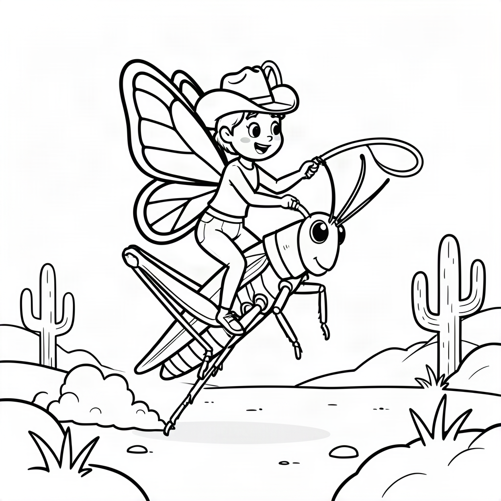 Fluture cowboy călărind o lăcustă