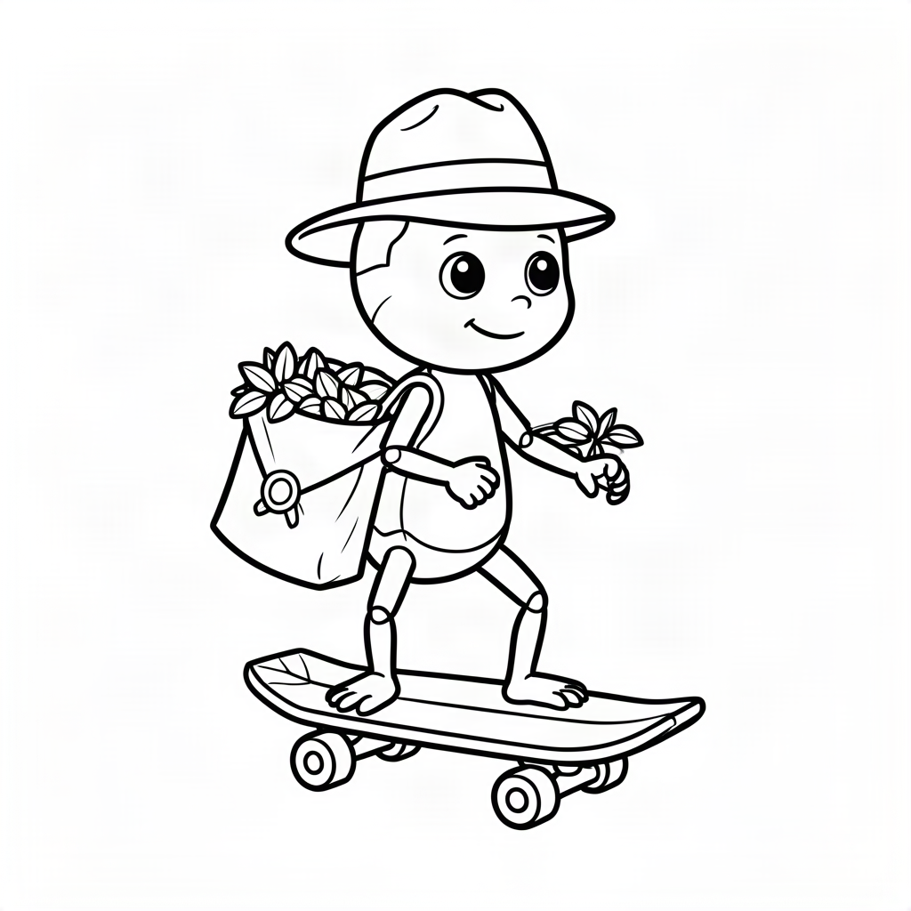 Furnică poștaș pe un skateboard