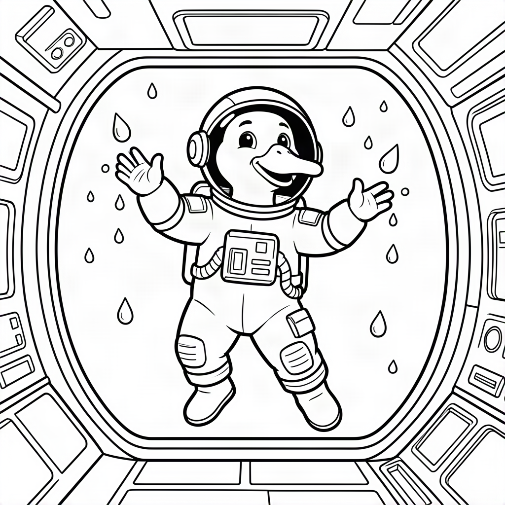 Gâscă astronaut plutind în gravitație zero