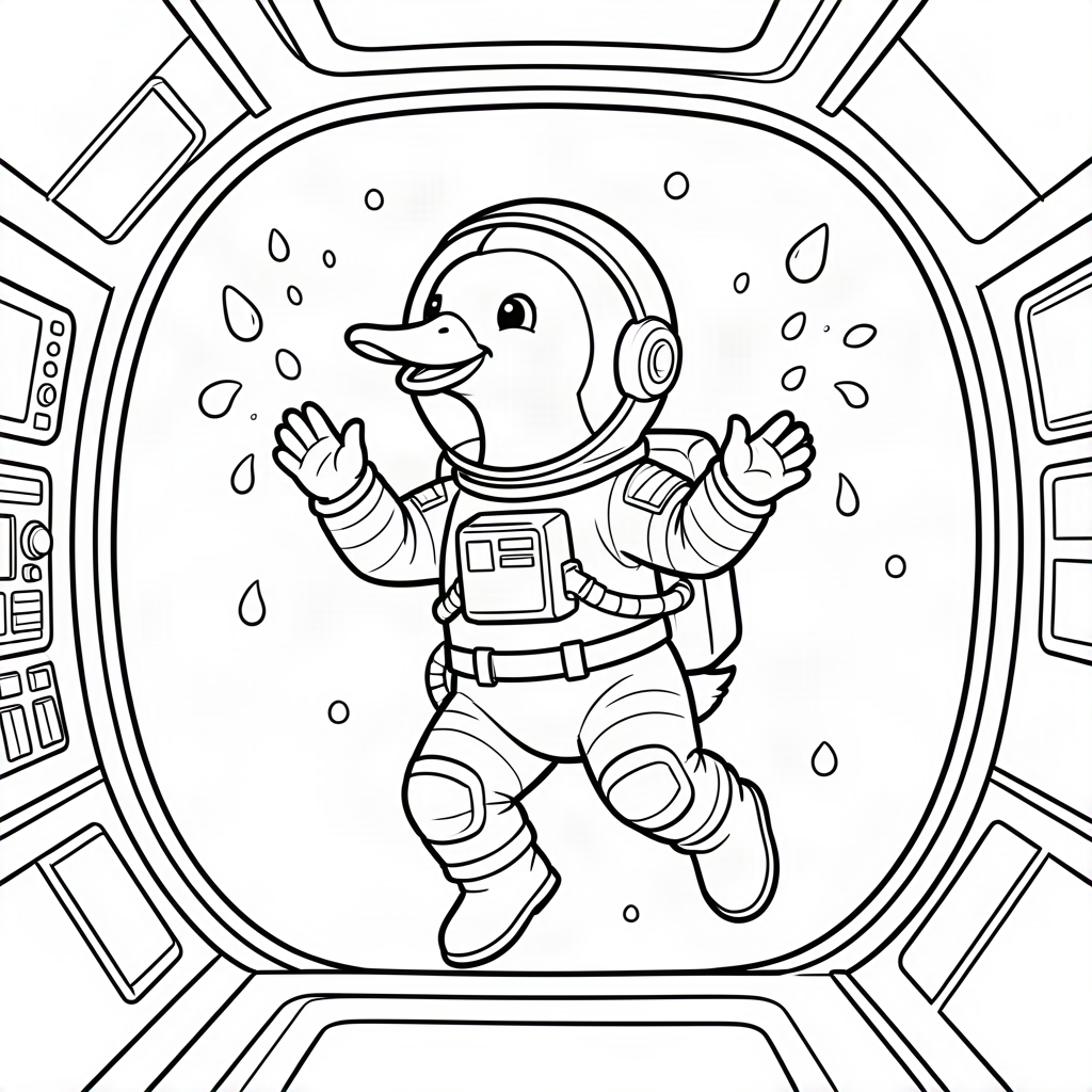 Gâscă astronaut plutind în gravitație zero