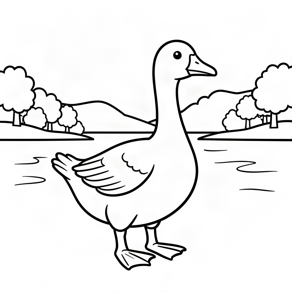 Gâscă mândră lângă lac