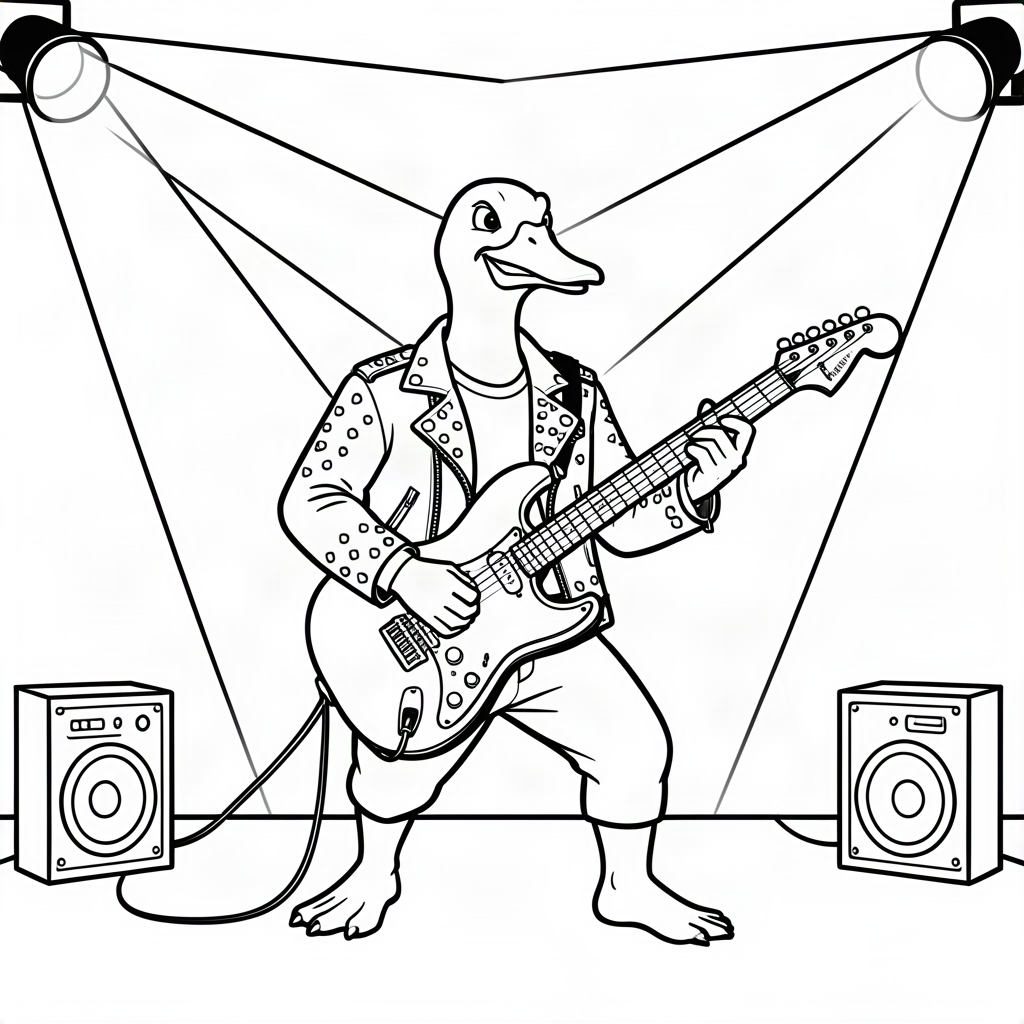 Gâscă rockstar la concert de chitare