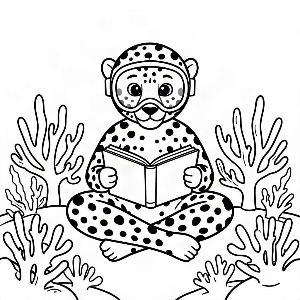 Ghepard citind carte sub apă