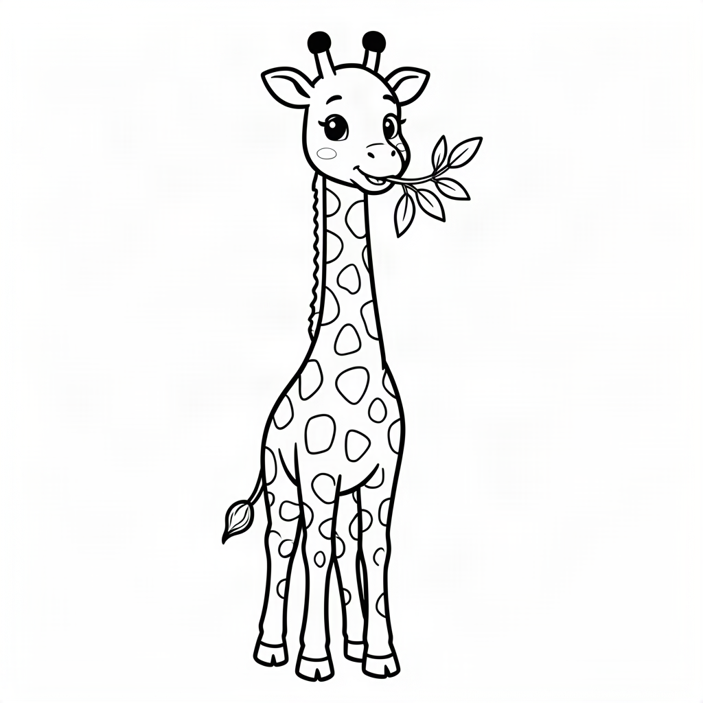 Girafă înaltă mâncând frunze