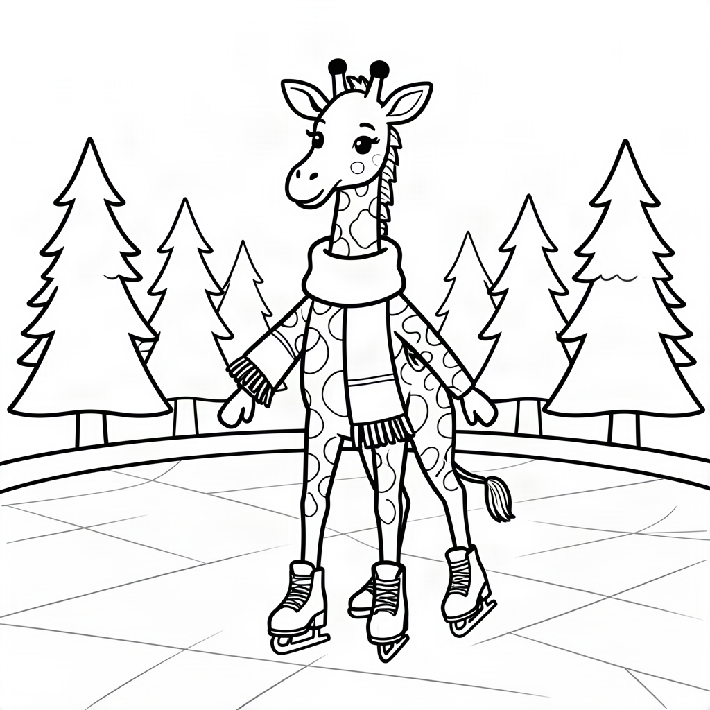 Girafă pe patine de gheață