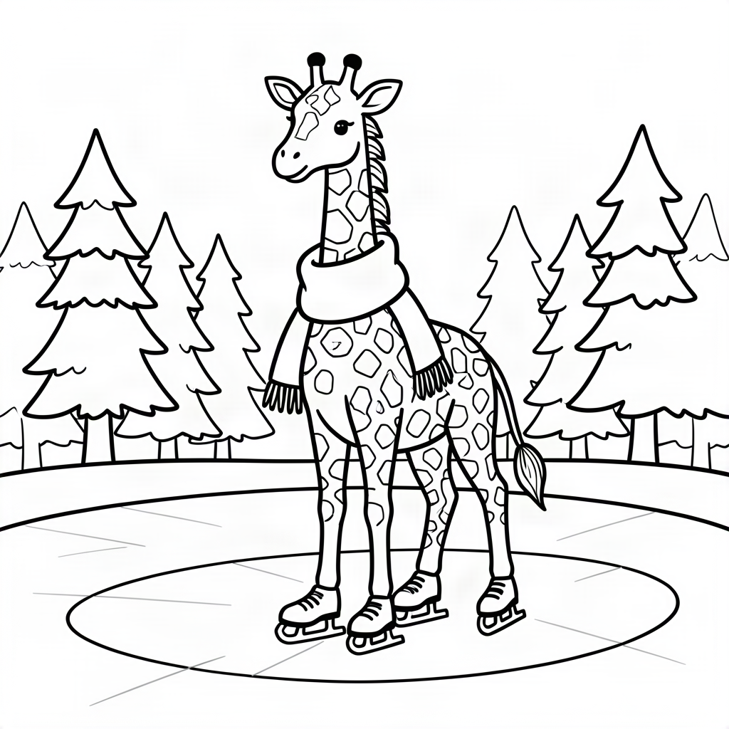 Girafă pe patine de gheață