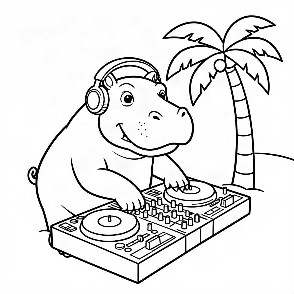 Hipopotam DJ la o petrecere pe plajă