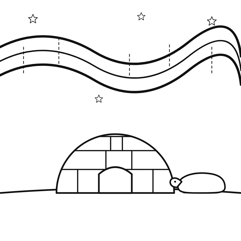 Iglu sub aurora boreală