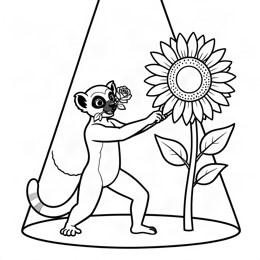 Lemur dansator de tango cu o floare