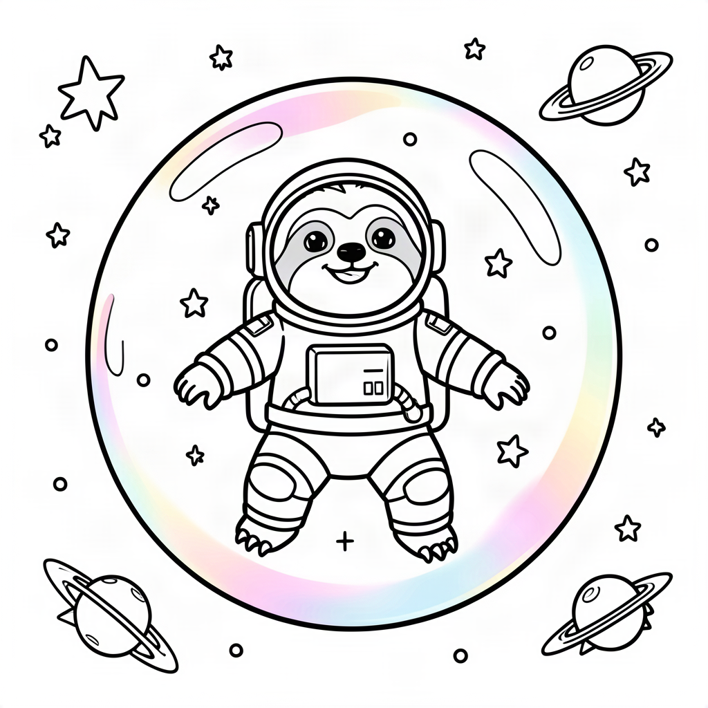 Leneș astronaut în balon de săpun