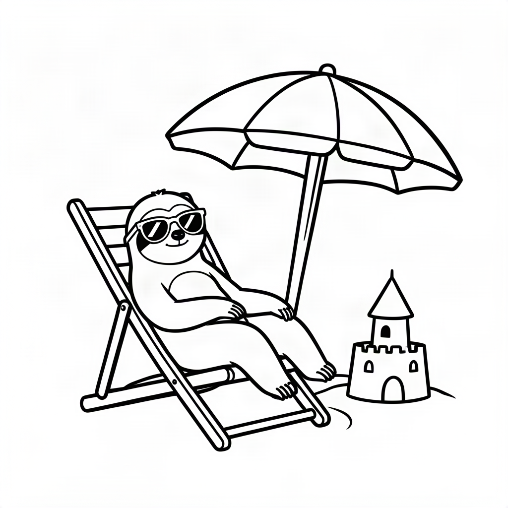 Leneș la plajă pe șezlong