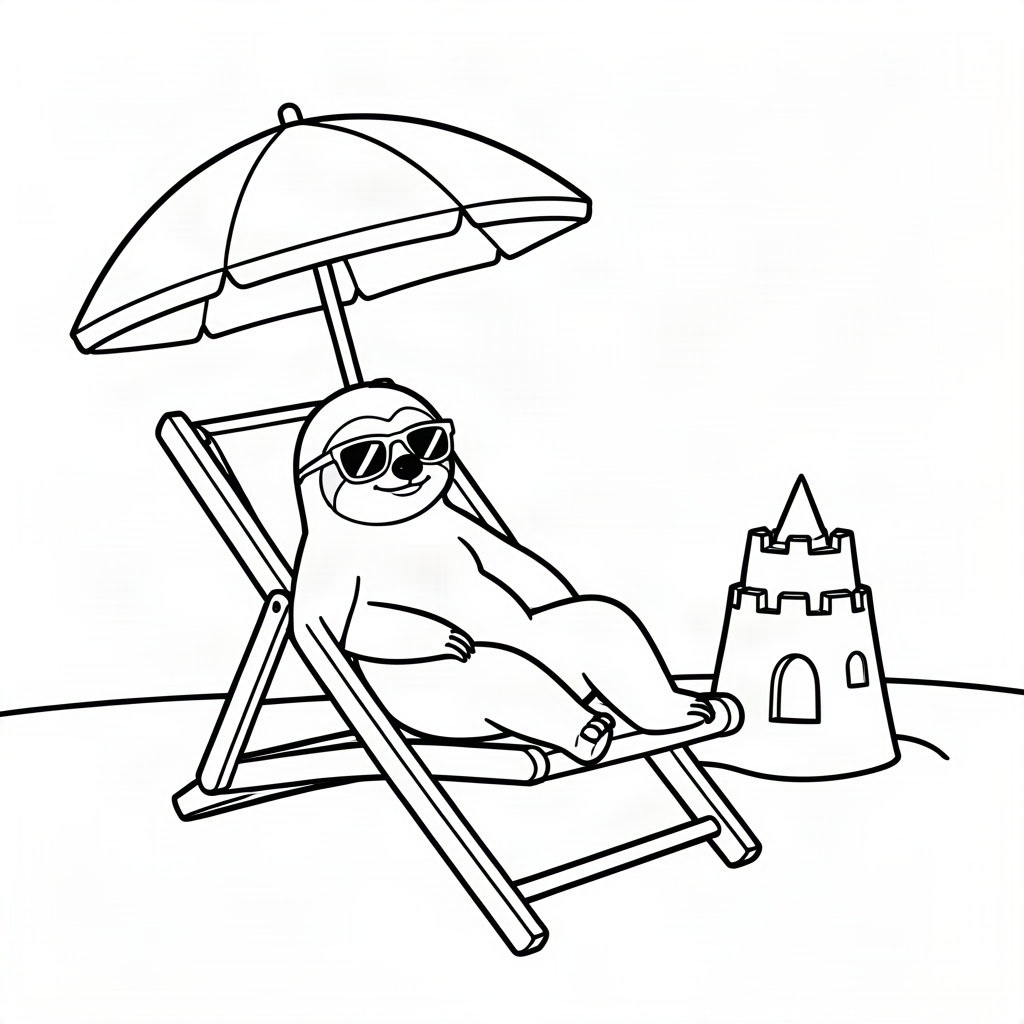Leneș la plajă pe șezlong