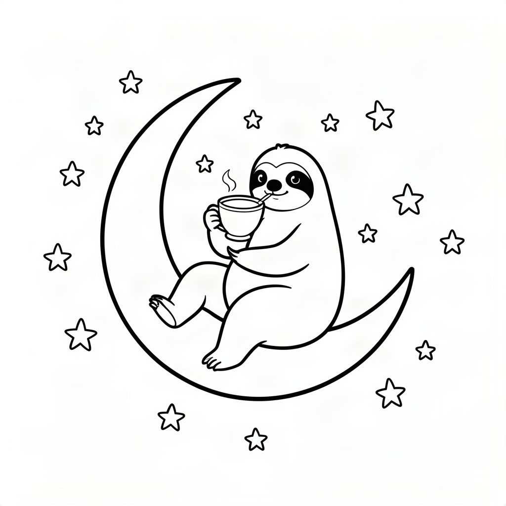 Leneș savurând un ceai pe lună
