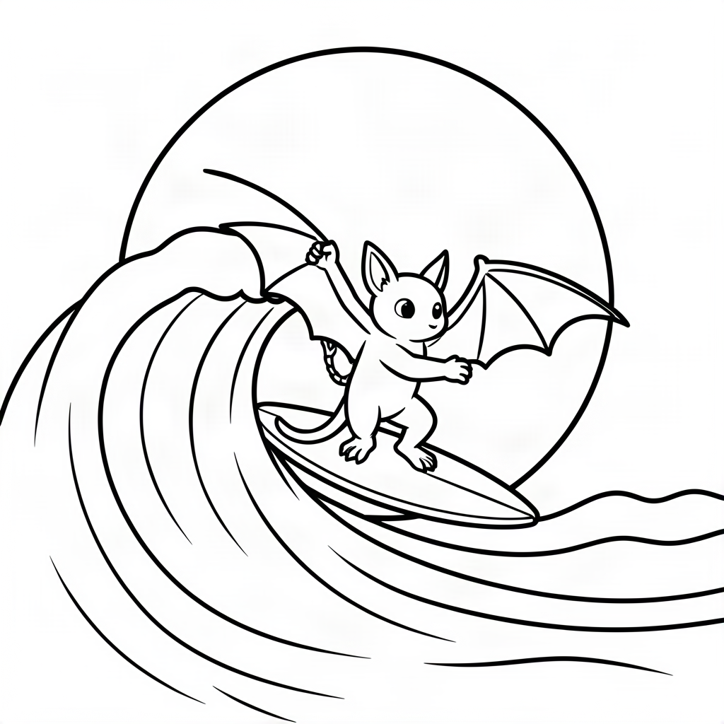 Liliac făcând surf pe o placă liliac