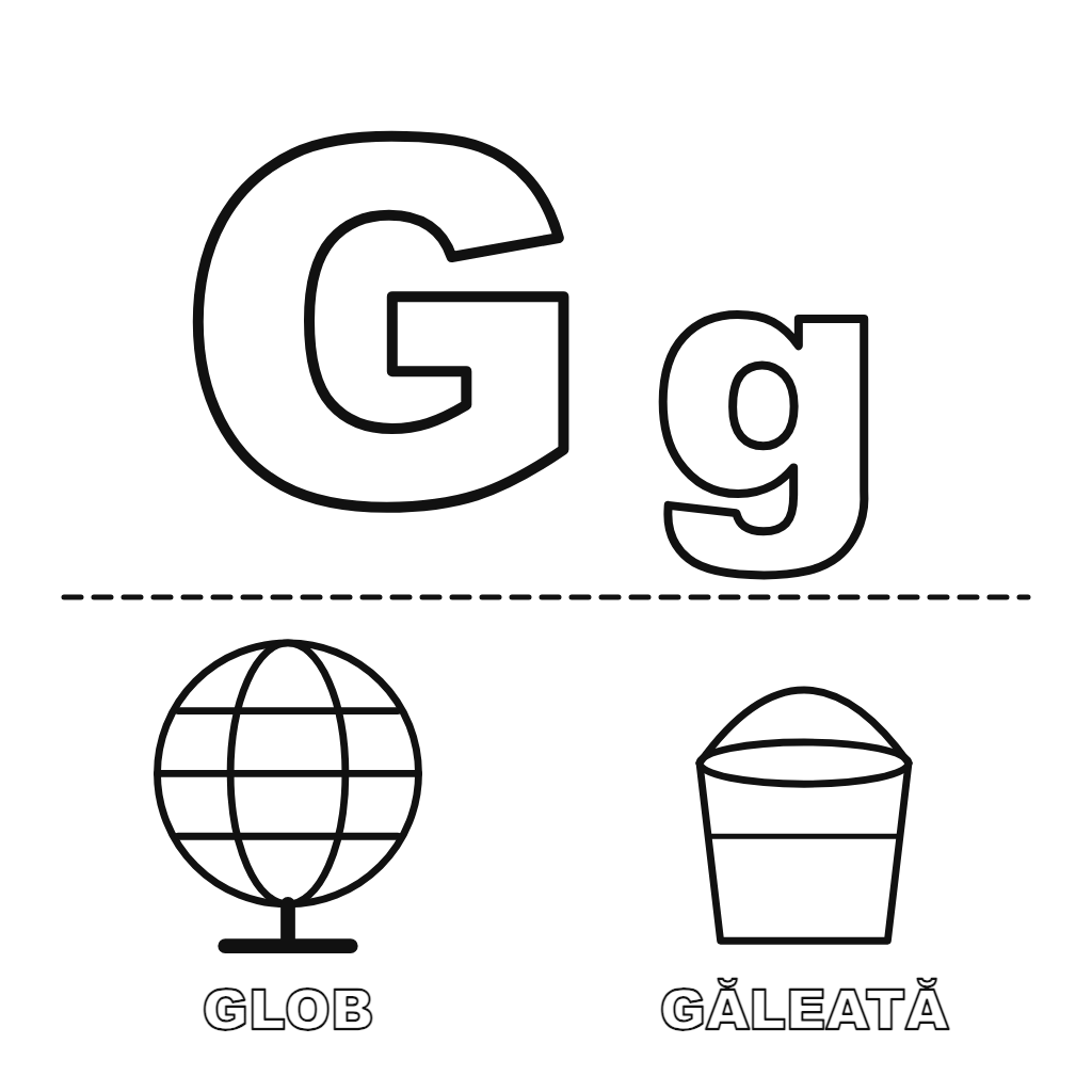 Litera G de la Glob și Găleată